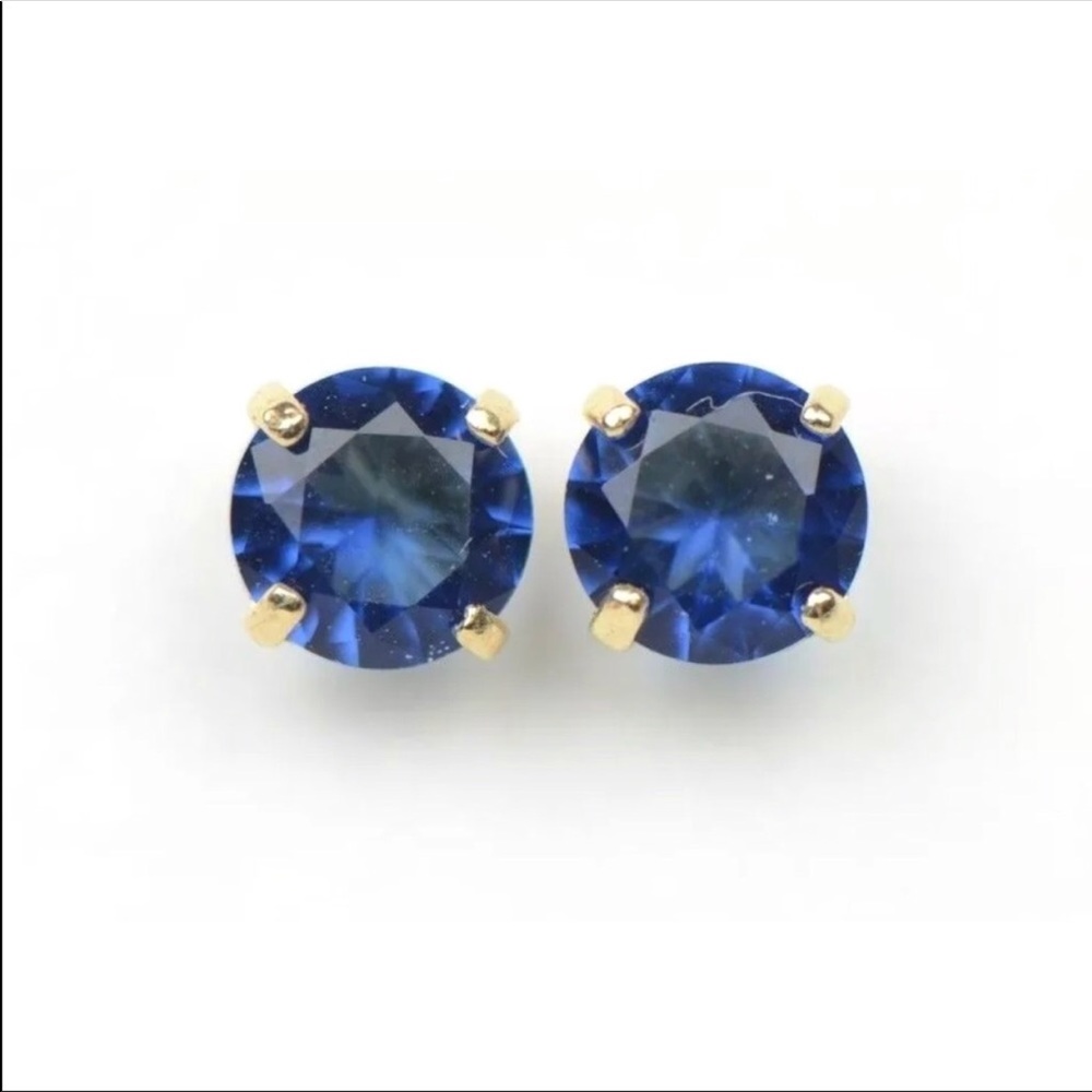 14k Solid White/Yellow Gold 5mm  Stud Earrings - Picture 2 of 9